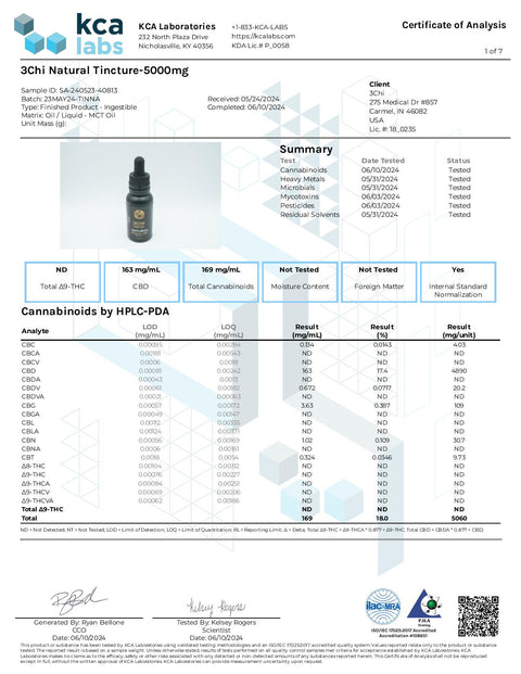 1500 mg - NATURAL CBD TINCTURE - 3Chi