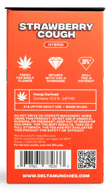 Pre Roll (5 Pack) - Strawberry Cough - HYBRID THCA - Delta Munchies