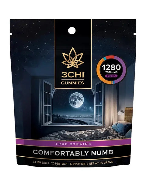 1280 mg True Strains Gummies - COMFORTABLY NUMB Delta 9 THC:CBN - 3Chi