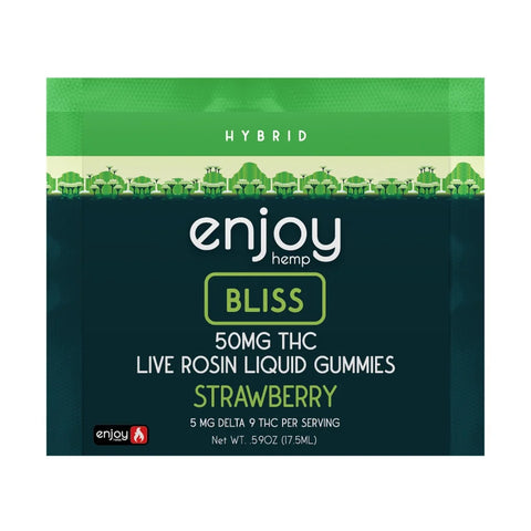 50 mg Liquid Gummies - Strawberry - Hybrid - Delta 9 Live Rosin - Enjoy