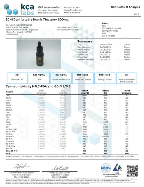 600 mg - Comfortably Numb TINCTURE - 3Chi