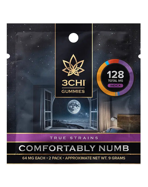 128 mg True Strains Gummies Mini Pack - COMFORTABLY NUMB Delta 9 THC:CBN - 3Chi