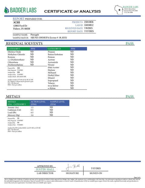 5mg THC Seltzer - Pineapple - 3Chi