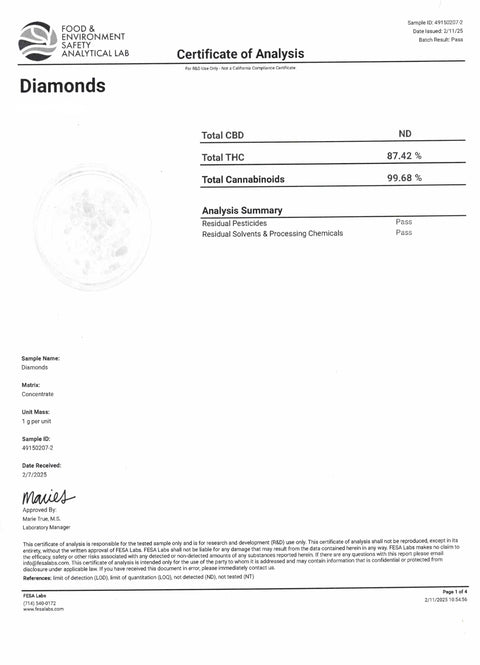 1 Gram - DIAMONDS 97% THC-A