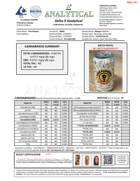 25mg CBD Cooler - Mango - Five Flowers