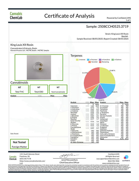 1 g - Bubble THCa Hash Rosin - King Lois XIII - 84% - INDICA - Bud Hugs