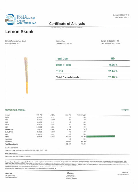1.5G THCa Diamond Infused Prerolls - Lemon Skunk 52% (HYBRID) - Bud Hugs