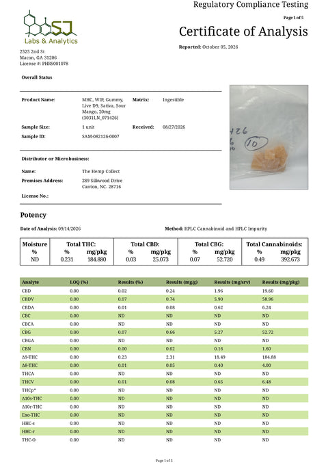 5 Count Live Resin Gummies - Mango (SATIVA) - MHC