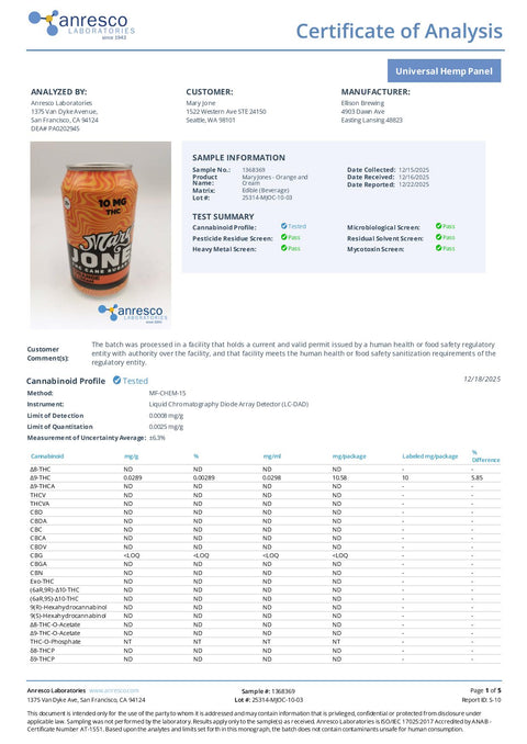 10 mg HD9 - THC Can Drink - Mary Jones