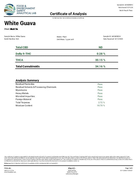 1 Gram - White Guava THCa Flower – Premium Indica Hybrid - Black Tie