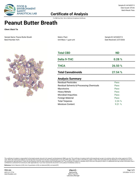Black Tie - Peanut Butter Breath - THC-A PreRolled Joints (2-Pack) - HYBRID