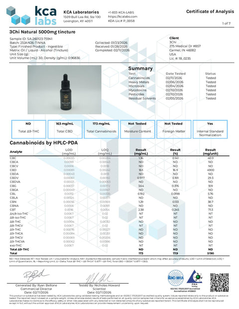 5000 mg - NATURAL CBD TINCTURE - 3Chi