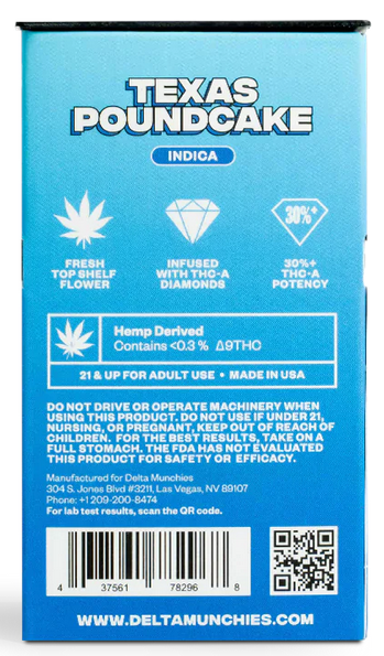 Pre Roll (5 Pack) - Texas Poundcake - INDICA THCA - Delta Munchies