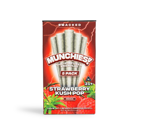 Pre Roll (5 Pack) - Strawberry Kush Pop - INDICA THCP - Delta Munchies
